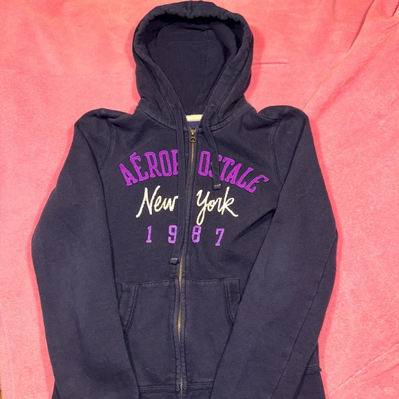 Y2K Aeropostale zip up Hoodie with purple sequins - Picture 1 of 2